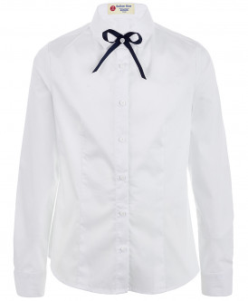 Белая блузка со сменным бантиком 219BBGS22040200 фото