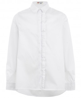 Белая блузка с удлиненной спинкой 219BBGS22070200 фото