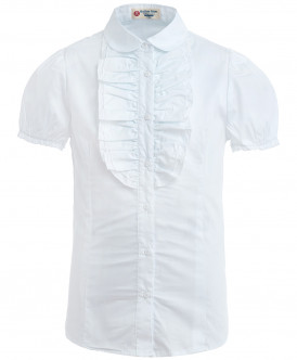 Белая приталенная блузка 219BBGS22080200 фото
